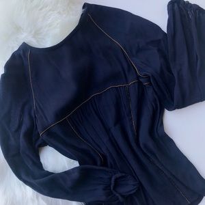 Zara Navy shirt with gold detail studs • Size M